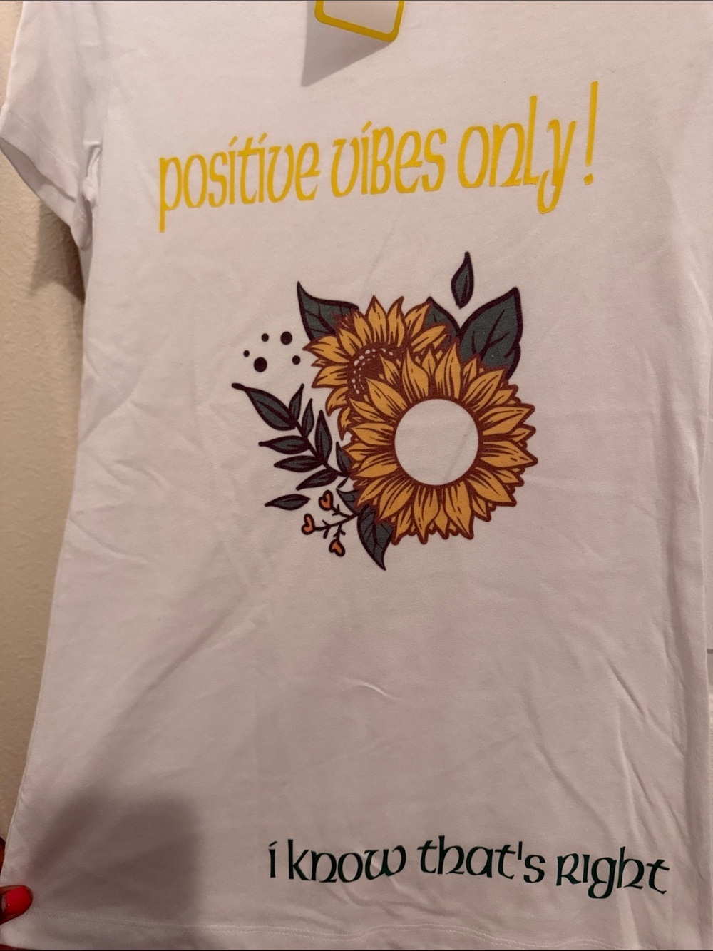 Bella Canvas White Tee with Yellow Sunflower Graphic - Picture 3 of 5